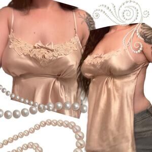 Cream satin slip top